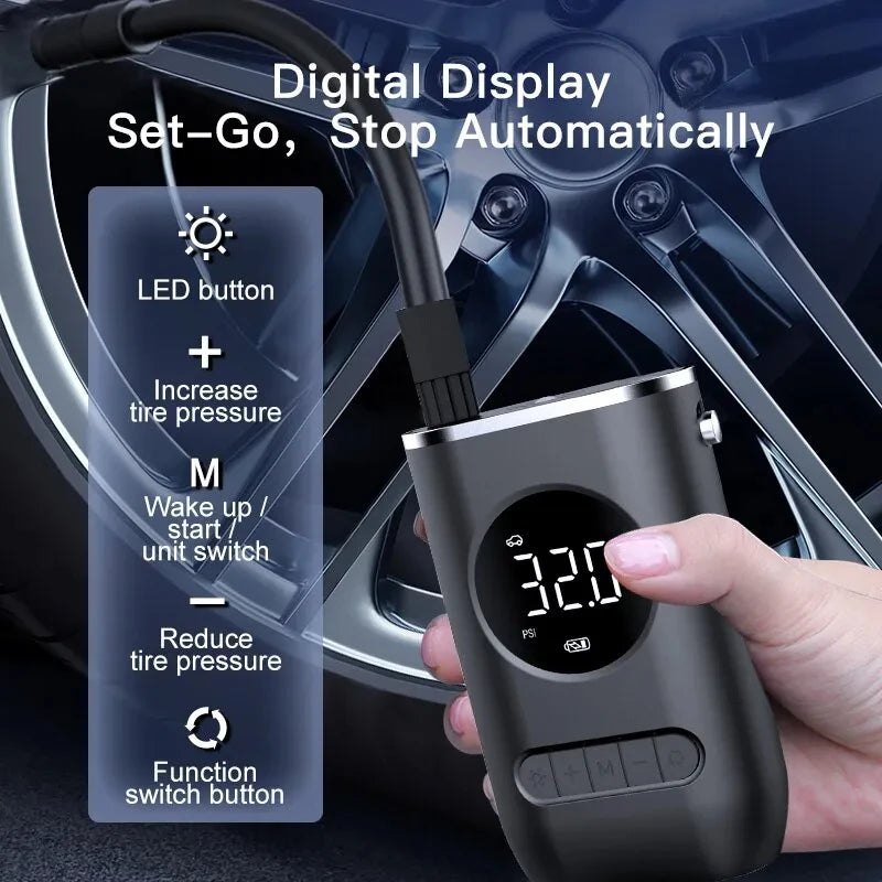 Compressor de Ar Portátil Sem Fio com Luz de LED