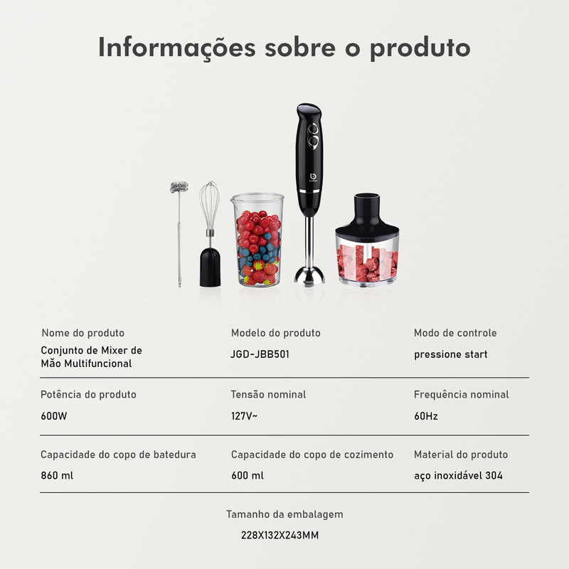 Conjunto Mixer e Processador de Alimentos 5 em 1