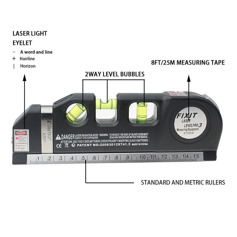 Trena Laser Nível Profissional 4 em 1