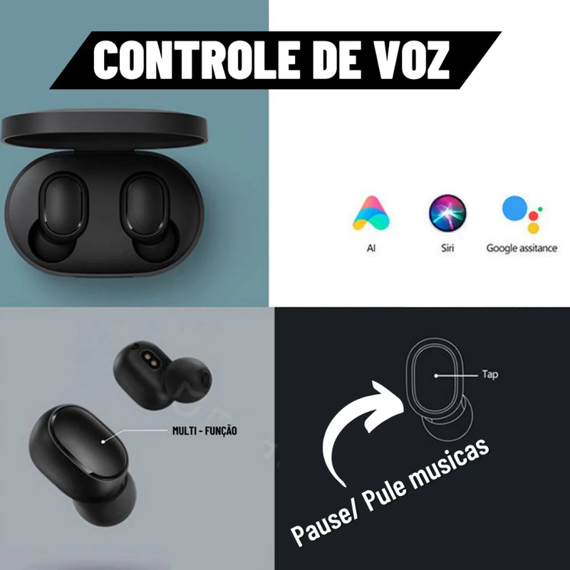 Fone de ouvido sem fio Bluetooth Authentic Bass com bateria de 3 a 5 horas